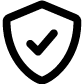 Shield with checkmark inside.